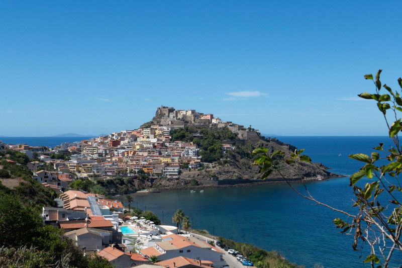 Castelsardo, Sassari, Sardinia, Italy 09/04/2025 - Gulf of Asinara - Doria Castle, city walls, Mediterranean Sea