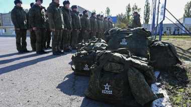 Russian conscripts called up for military service depart for their garrisons, in Bataysk