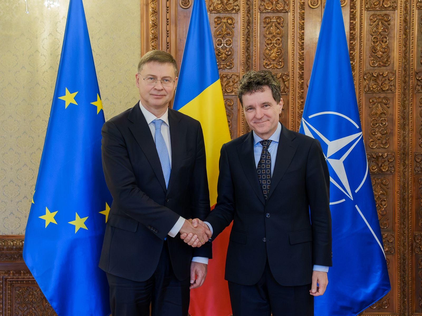 Nicușor Dan, după discuțiile cu Valdis Dombrovskis: „România, ferm angajată să rezolve dezechilibrele economice”. Anunț despre PNRR
