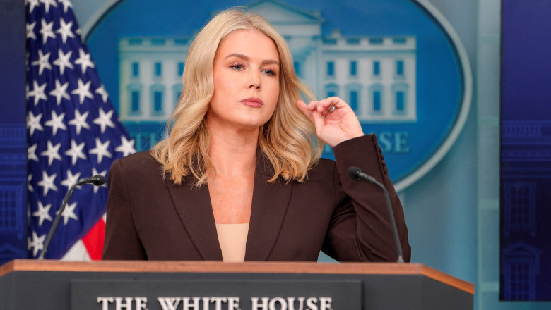 White House Press Secretary Karoline Leavitt holds a press briefing at the White House in Washington