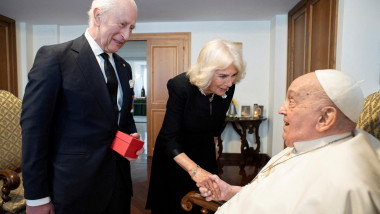 Pope Francis meets with Britain's King Charles and Queen Camilla at the Vatican