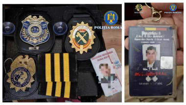 Falsul agent SRI era dotat cu însemne specifice serviciului. Foto- DIICOT