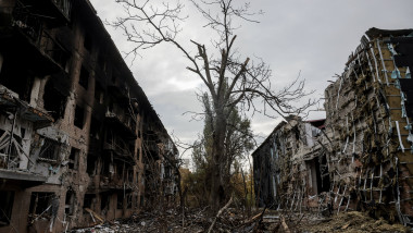 Apartment buildings damaged by Russian military strike in the frontline town of Kostiantynivka