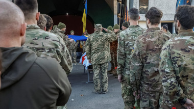 Farewell ceremony for Canadian volunteer, who served in Ukrainian Armed Forces and recently was killed at a front line in a fight against Russian troops, in Kyiv