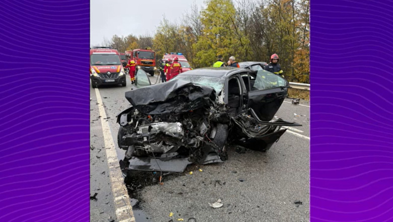 masina pe strada lovita dupa accident