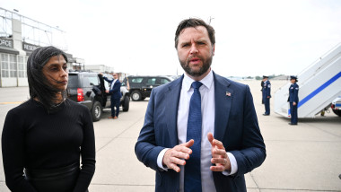 Vice President JD Vance and Second Lady Usha Vance pay their respects to victims of the Annunciation Catholic Church shooting