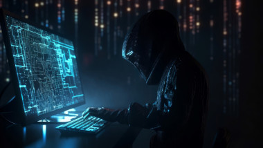 Hacker portrait cyber attack. Generate Ai