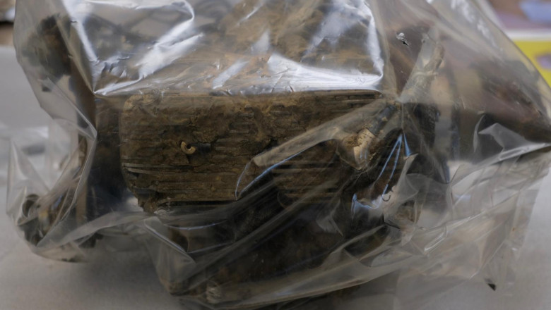 Resturile dronei rusesti cazute in zona Grindu