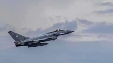 6th September 2025: RAF Typhoon Display team during their performance at the International Ayr Show Festival of Flight: Scotland, UK.
