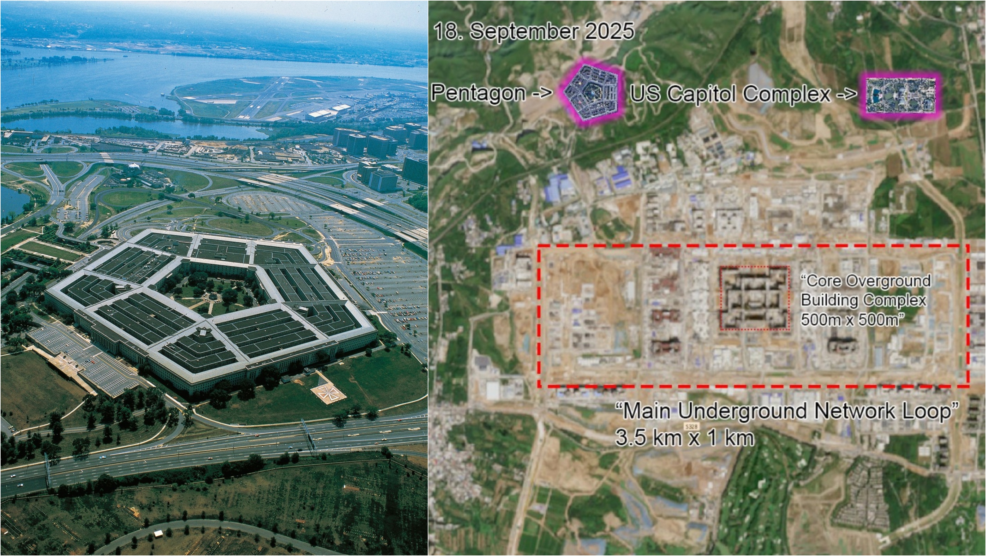 Noi imagini din satelit cu „Orașul apocalipsei” construit de China. Complexul uriaș ar putea fi folosit în caz de război nuclear cu SUA