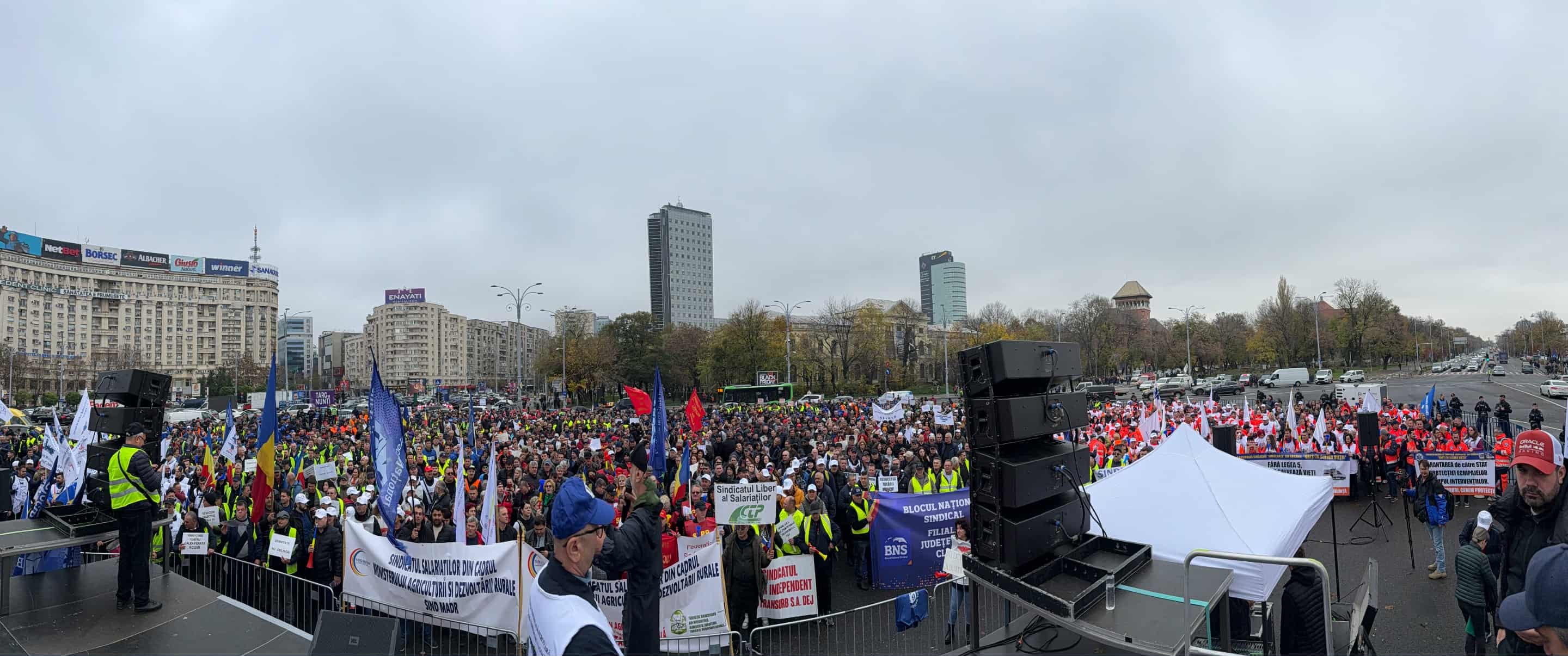 Sindicaliştii BNS au protestat în stradă față de măsurile de austeritate. Ce promisiune au primit