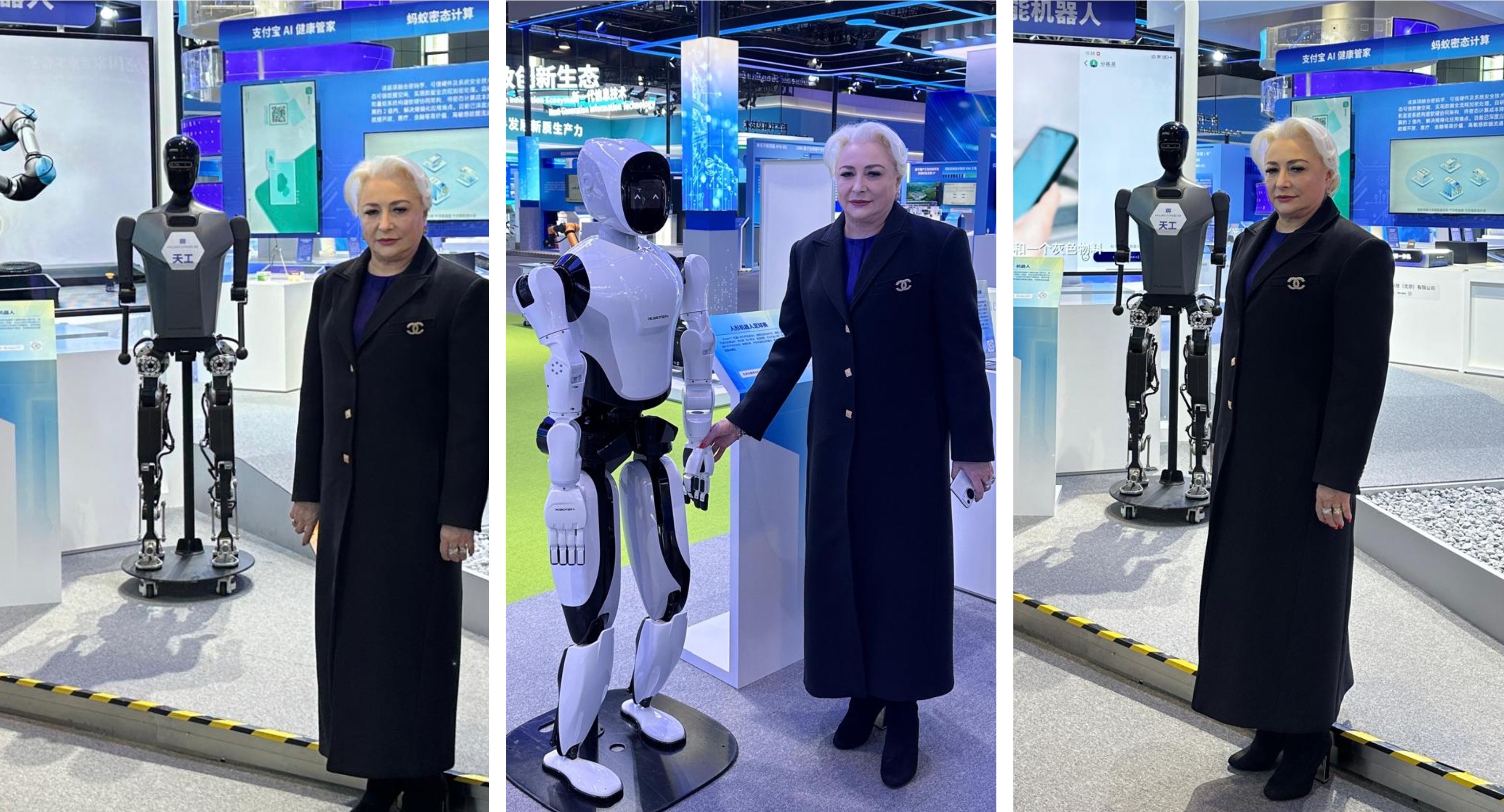 Viorica Dăncilă s-a pozat cu roboții la un târg la Beijing. Fosta prim-ministră, a doua vizită în China în ultimele luni