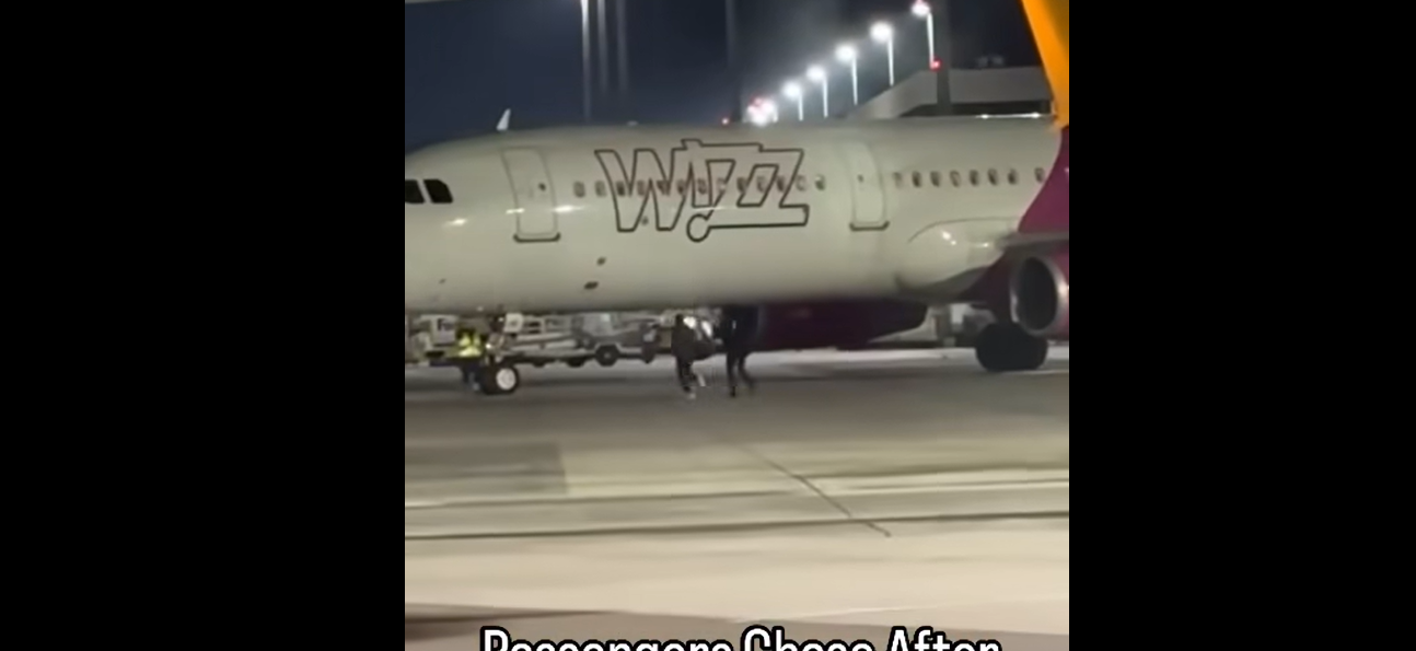 Imagini virale cu doi români care aleargă pe pista aeroportului din Köln pentru a prinde avionul spre București