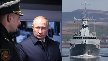Vladimir Putin pe o navă rusească / navă militară din marina Irlandei