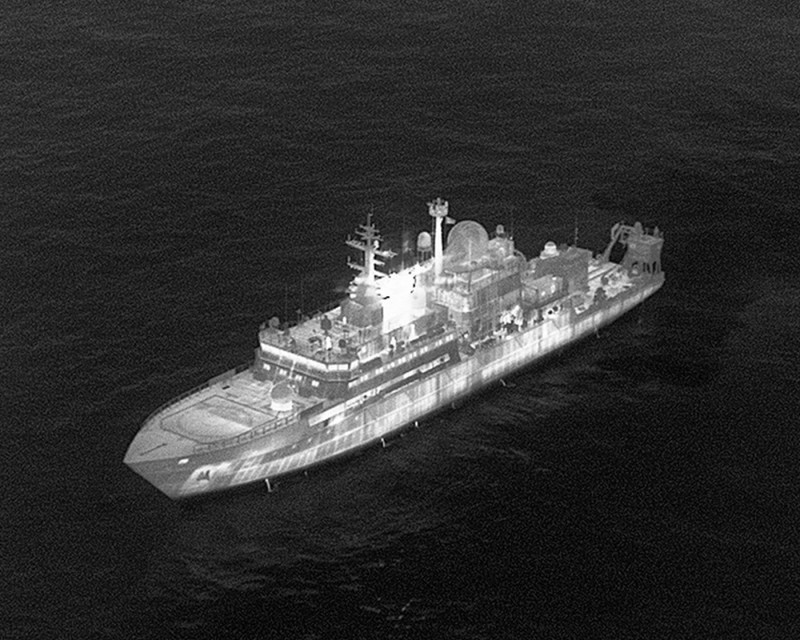 Russian spy ship on edge of UK waters directs lasers at RAF pilots