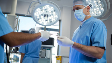 Surgeons preparing for surgery