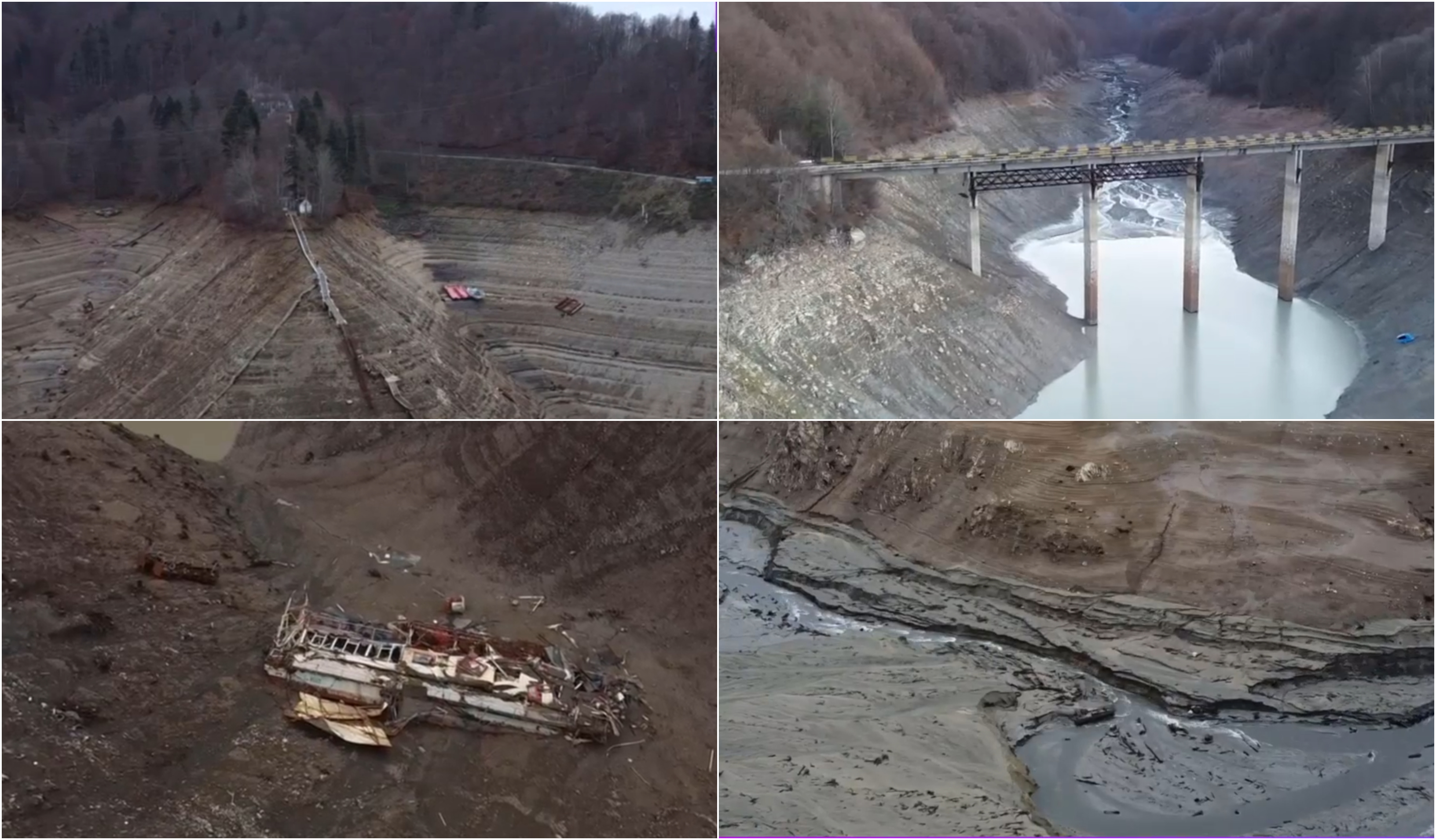 Moment istoric: Lacul Vidraru, golit pentru prima dată în 60 de ani. Când va reveni la nivelul normal. A fost golit și Lacul Paltinu