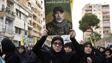 Hezbollah holds funeral ceremony for military leader Tabatabai and four members killed in the Israeli attack