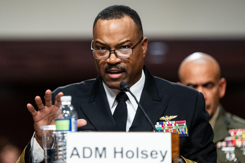 Washington, United States. 13th Feb, 2025. Admiral, Alvin Holsey, USN, Commander, United States Southern Command, speaking at a hearing of the Senate Armed Services Committee at the U.S. Capitol. Credit: SOPA Images Limited/Alamy Live News