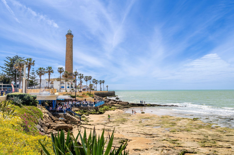 Beach in the town of Chipiona in the province of Cadiz, during the Easter holidays