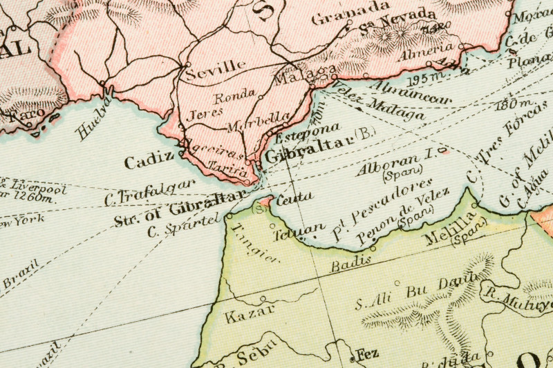 Vintage 1907 copyright expired map showing countries and trade routes