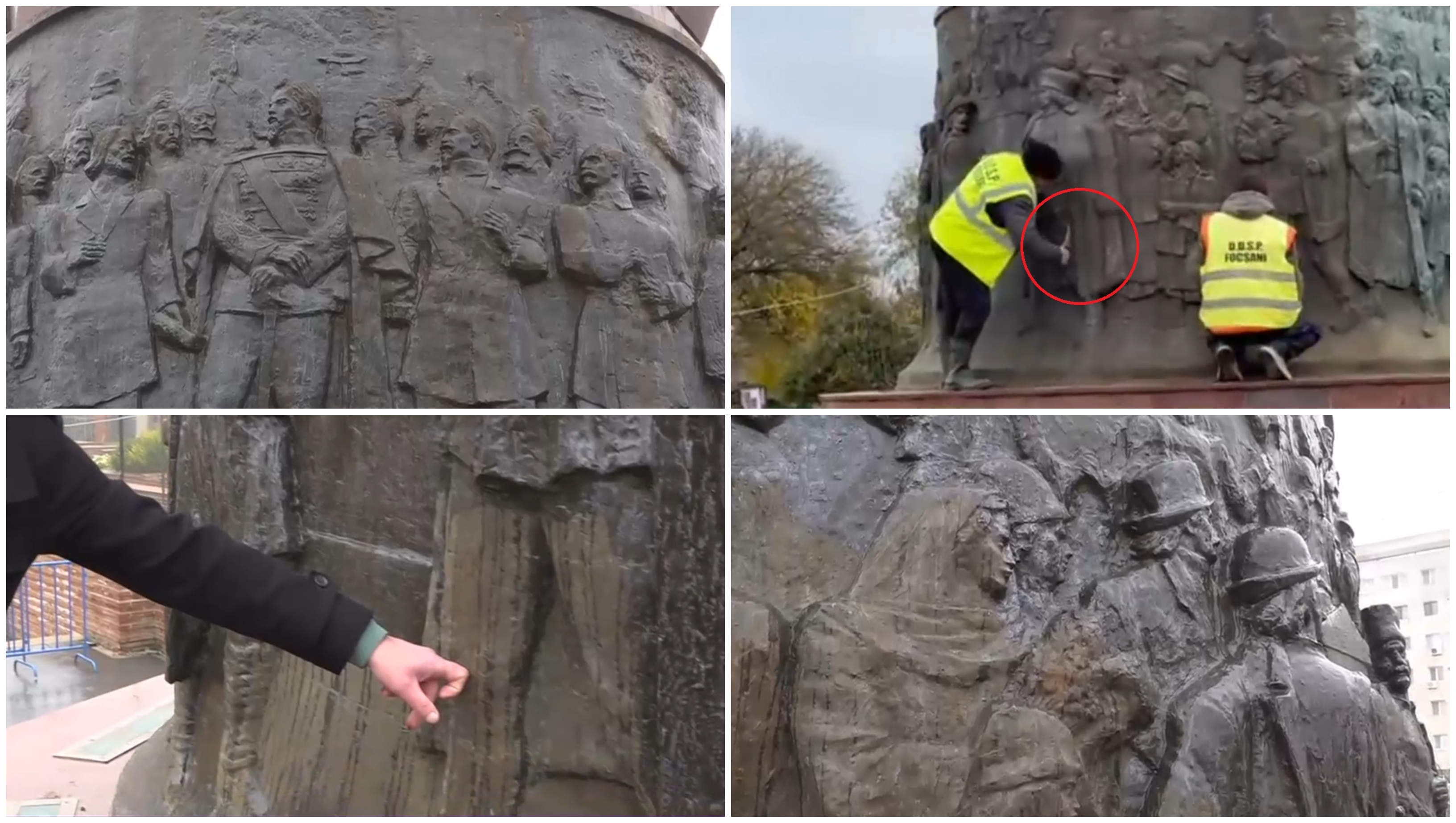 Situație incredibilă în Focșani: Un monument din bronz a fost curățat cu perii de sârmă. Muncitorii s-au ales cu plângere penală