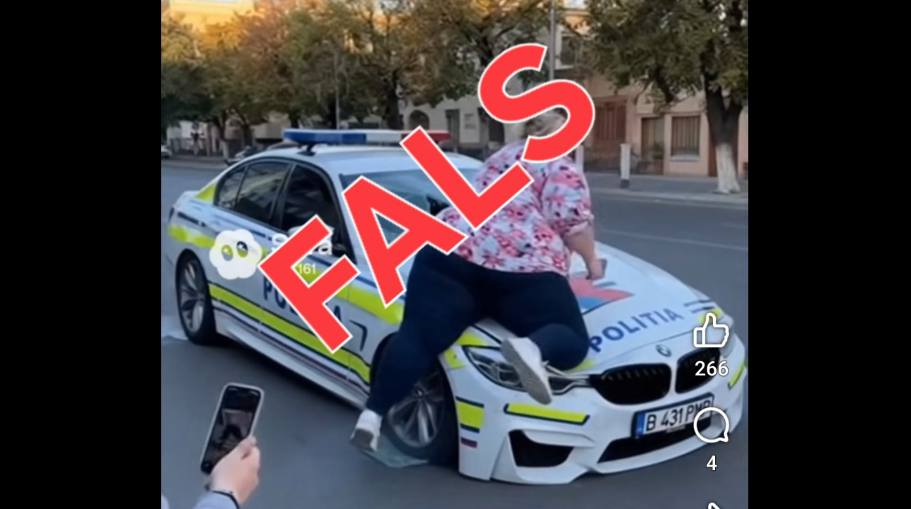 Fake news cu o femeie care ar distruge un BMW al Poliţiei, demontat de Ministerul de Interne. „Nu tot ce devine viral este real”