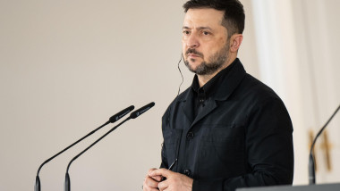 President of Ukraine Volodimir Zelenski during meeting President of the Government Pedro Sanchez el at the Moncloa Palace, on November 18, 2025 in Mad