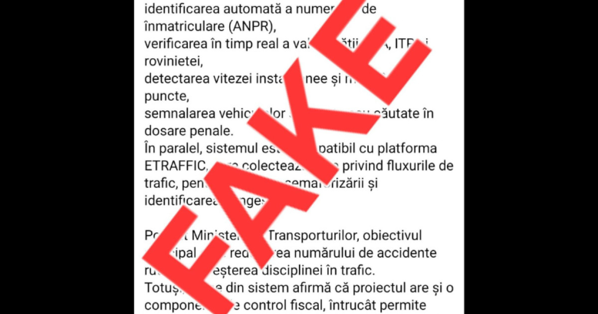 MAI avertizează asupra unui fake news despre trafic
