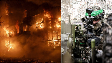 clădire incendiată în Kramatorsk / soldat ucrainean