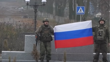 Captură dintr-un videoclip postat de Rusia și distribuit online cu soldati rusi in Pokrovsk