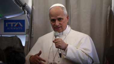 Pope Leo XIV makes statements on his return from his first foreign trip