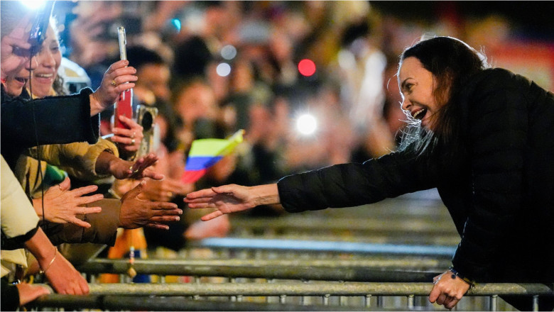 Maria Corina Machado își salută susținătorii la Oslo