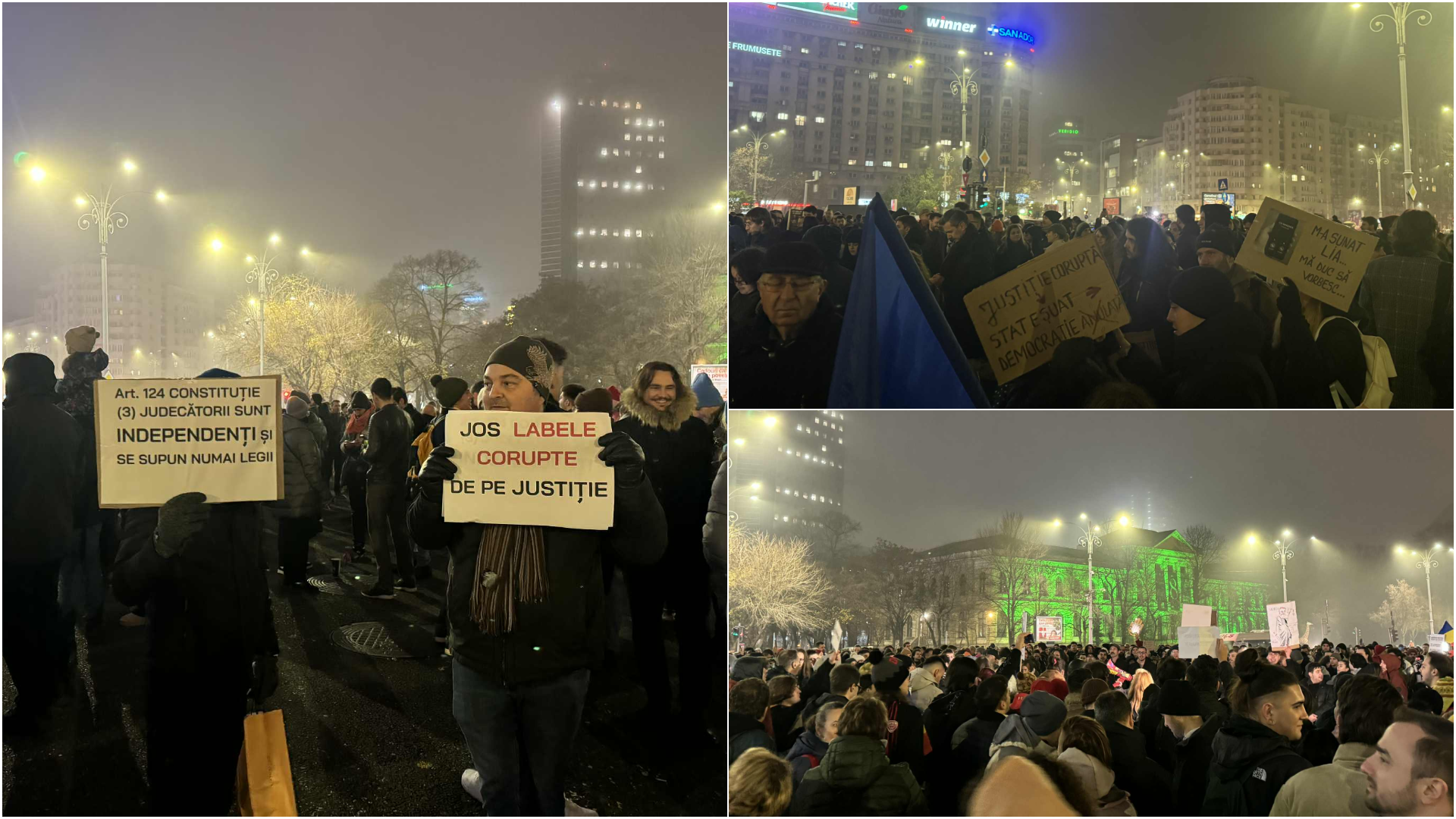 „Justiție, nu corupție”. Proteste masive în București și Cluj: manifestanții cer demiteri la vârful Justiției și reforme imediate