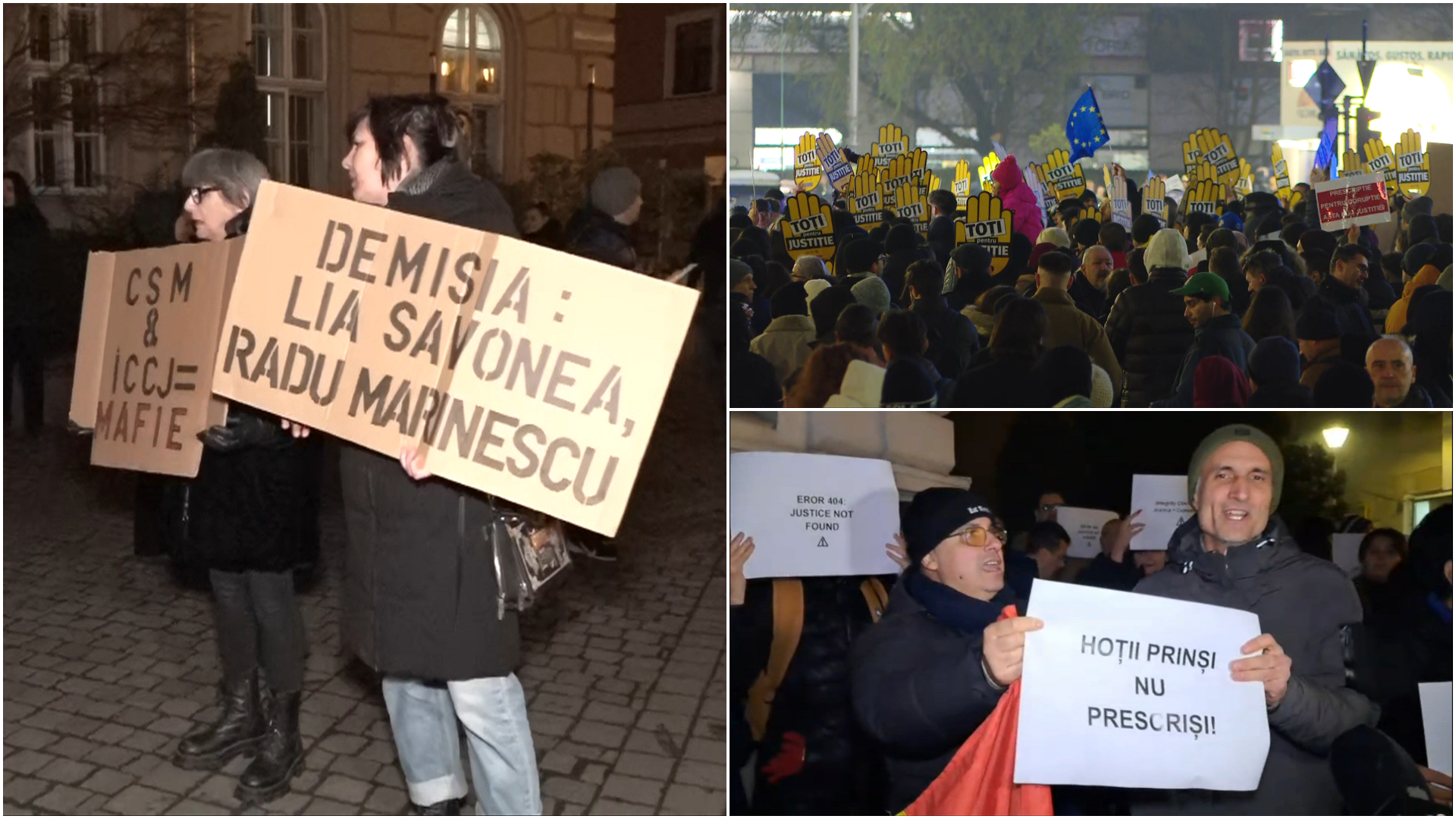 A treia zi de proteste pentru o justiție corectă. Manifestații în București și în marile orașe: sute de oameni în stradă