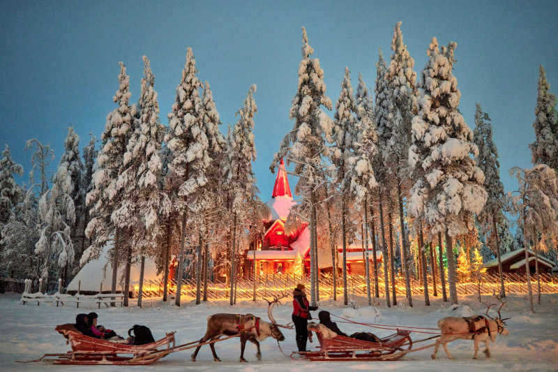 Rovaniemi, Lapland, northern Finland. modern city "official" home town of Santa Claus, Santa Claus Village Arctic Circle amusement park