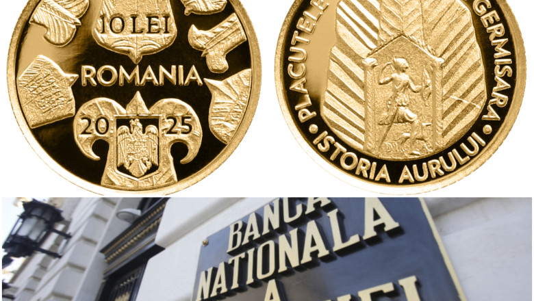 Monedă de aur lansată de BNR: are valoarea nominală de 10 lei. Tema: „Istoria aurului - Plăcuţele votive de la Germisara”. Cât costă
