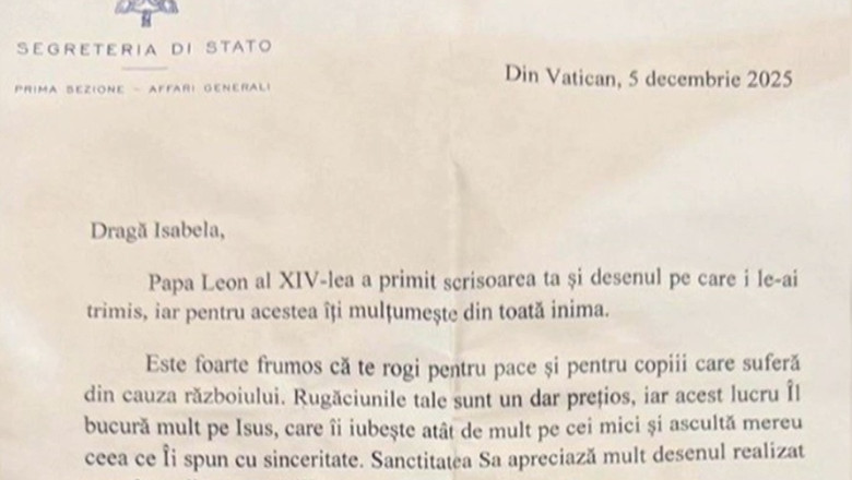 Cadou de Crăciun de la Vatican. Răspunsul primit de o fetiță din România la scrisoarea trimisă papei Leon