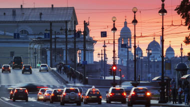 Traffic on Nevsky Prospect.