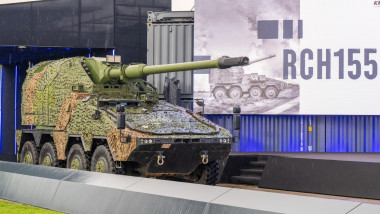 Armaments manufacturer Krauss-Maffei Wegmann presents wheeled tank