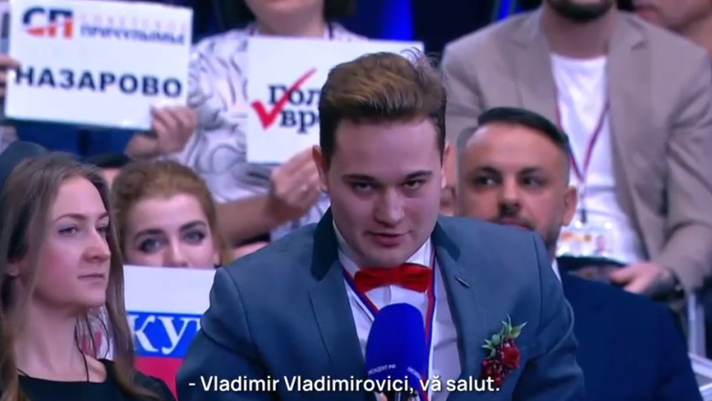 VIDEO  Un jurnalist rus și-a cerut iubita de nevastă în timpul conferinței de presă maraton a lui Vladimir Putin, pe care l-a invitat la nuntă