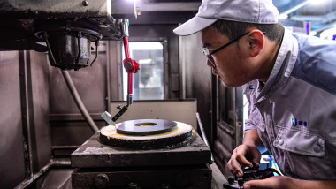SHENYANG, CHINA - NOVEMBER 12: An employee works at a semiconductor production line of Liaoning Hanjing Semiconductor Ma