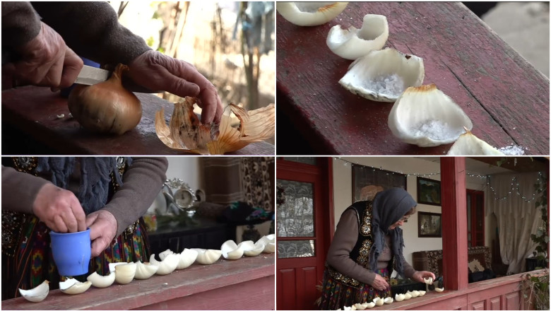 VIDEO  Calendarul foilor de ceapă, tradiție păstrată în Oltenia. Cum fac și astăzi bătrânele satelor prognoza meteo pentru tot anul