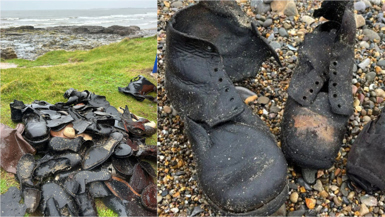 Sute de pantofi din Epoca Victoriană au fost aduși de valuri pe o plajă din Țara Galilor. Nimeni nu știe sigur de unde provin