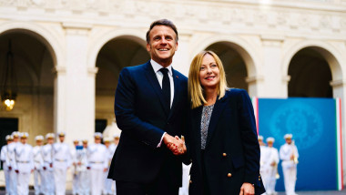 Giorgia Meloni Welcomes Emmanuel Macron - Rome