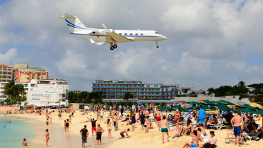 Maho Beach Airplanes St. Martin Maarten Caribbean Island Netherland Antilles