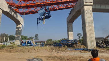 12 dead, 30 injured as crane collapses onto train in Thailand