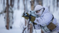 A Norwegian Army Soldier with the Long Range Reconnaissance Patrol Squadron, participates in a range during Patrol Course Winter in Bardufoss, Norway,