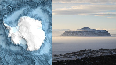 hartă și vulcan din Antarctica