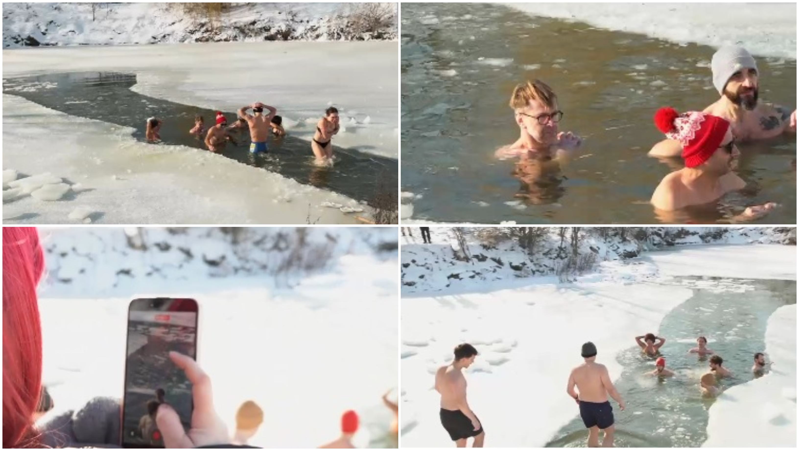 Baie la copcă, la -7° Celsius, minute în șir. Mai mulți tineri din Timiș au acceptat provocarea: „La un moment dat, ți se pare caldă”
